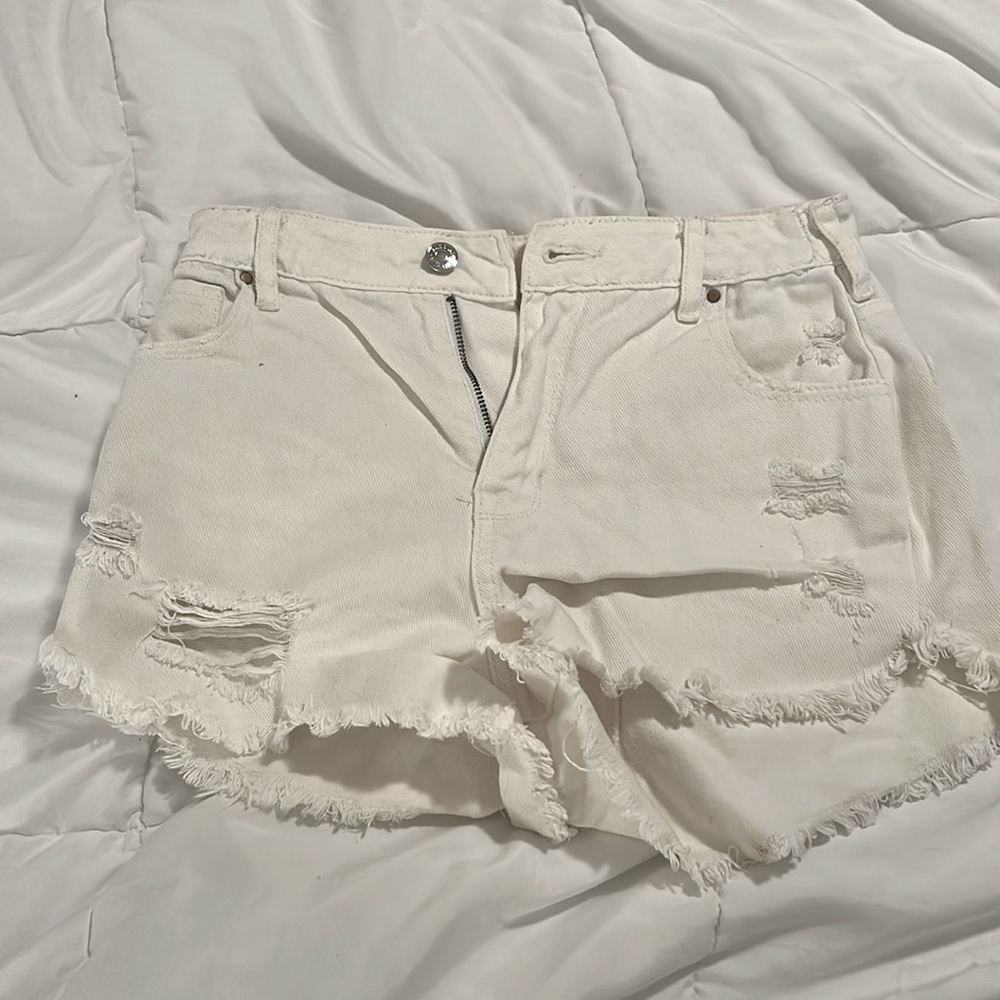 Pacsun - White ripped denim booty shorts